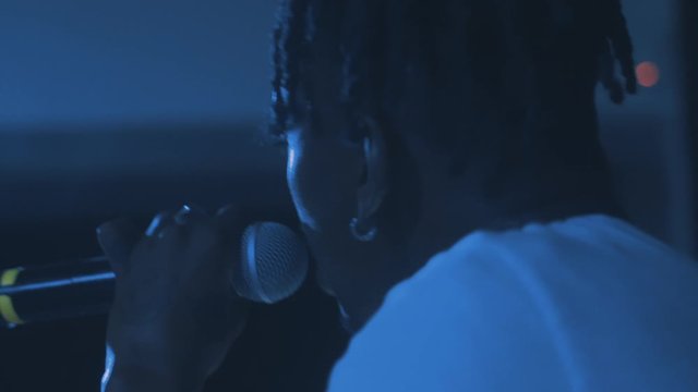 Black rapper on stage