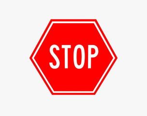 Stop traffic sign. Isolated on white. Clipping path. 3D Rendering.