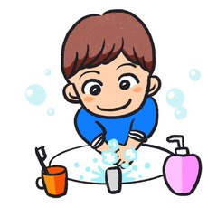 手を洗う男の子