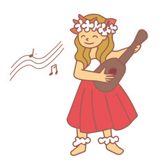 ウクレレを弾くフラガール＿HulaGirl