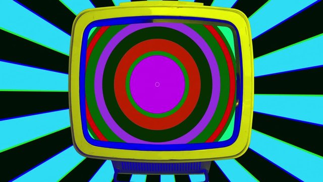 Retro TV screens with bright coloured circles