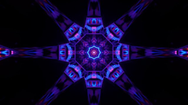 Abstract 4d wire-frame tunnel with neon light, sci-fi interior, futuristic corridor VJ for tech titles and background. Motion graphic, 3D render