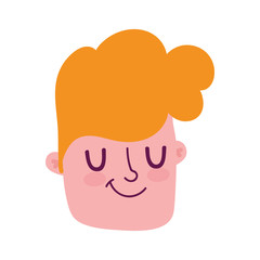 young boy face cartoon character isolated icon white background