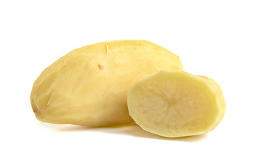 peeled potatoes isolated on white background