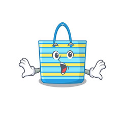Cartoon design style of beach bag has a surprised gesture