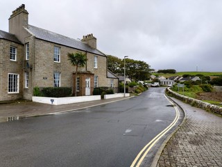 Casual view on the St. Margaret Hope village in Scotland, UK at cloudy weather