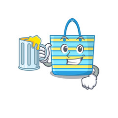 A cartoon concept of beach bag rise up a glass of beer