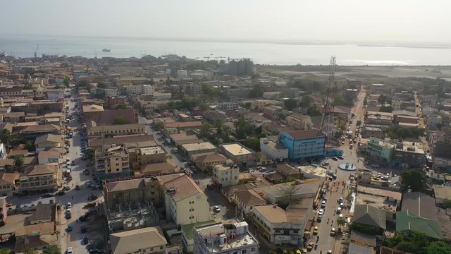 2020 - good aerial views of a coastal city in West Africa, Banjul, Gambia.