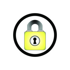 yellow lock symbol on white background