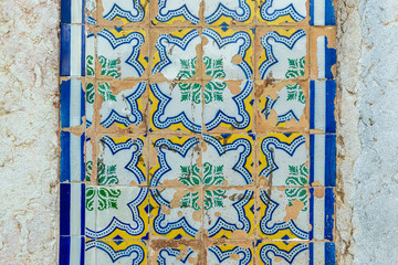 São Luis, Maranhão, Brazil on August 6, 2016. Old facade of the buildings in the historic center, with windows, doors and tiles from the Brazilian colonial period