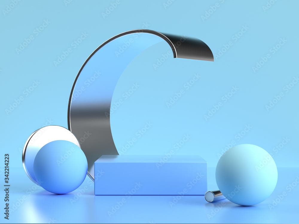 Poster abstract blue scene geometric shape curve sphere 3d rendering