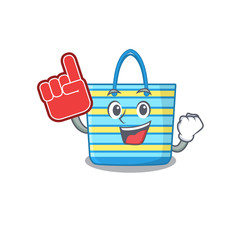 Beach bag presented in cartoon character design with Foam finger