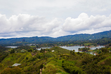 Naklejka na ściany i meble Beautiful landscape of Dam in Colombia