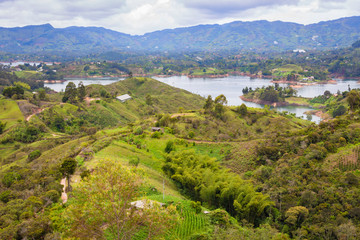 Fototapeta na wymiar Beautiful lagoon of the mountains of Colombia 