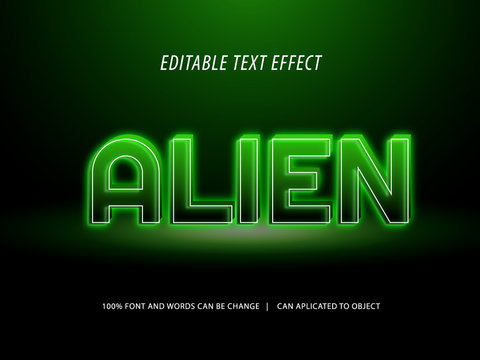 editable green light 3d text effect