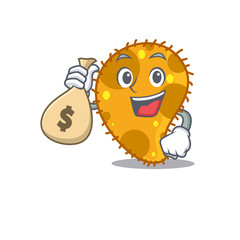 Rich pseudomonas cartoon design holds money bags