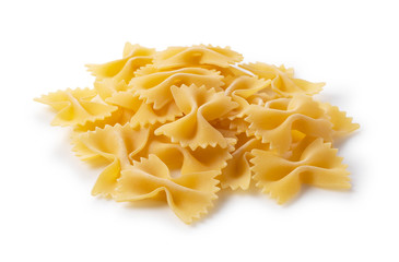 Farfalle placed on a white background