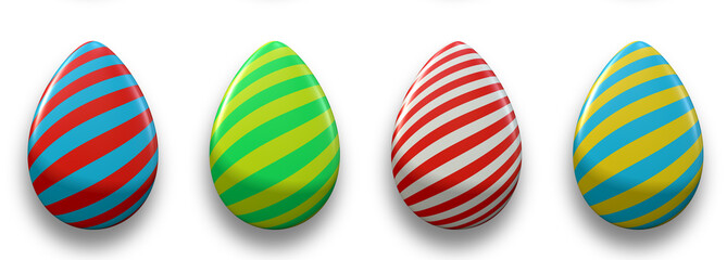 3d illustration colorful striped easter eggs