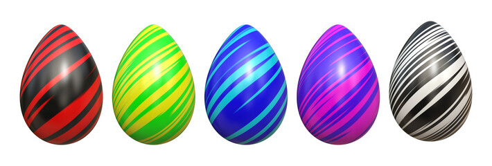 3d render colorful brush line easter eggs