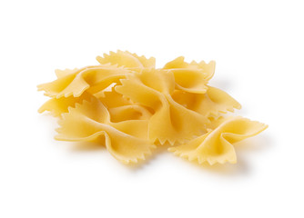 Farfalle placed on a white background