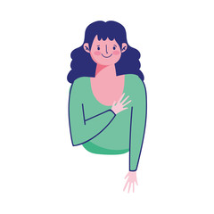 young woman portrait character isolated icon on white background