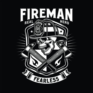 Fireman Skull With Crossed Axes