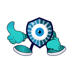 Illustration of an eye shield security character mascot