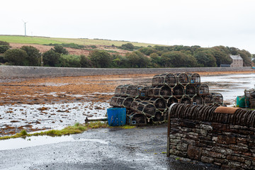 Casual view on the St. Margaret Hope village in Scotland, UK at cloudy weather
