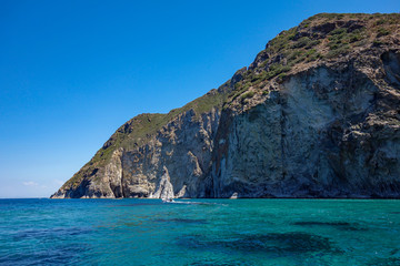 View of the rocky coast in Ponza island (Latina, Italy).