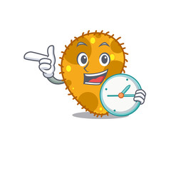 Pseudomonas mascot design concept smiling with clock