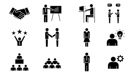 Business People line icons on white background.vector illustration