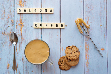 Dalgona coffee, a creamy, fluffy and modern smoothie. Korean drink is trending