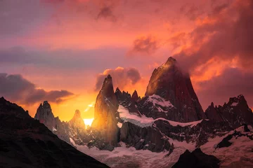 Crédence de cuisine en verre imprimé K2 Mont Fitz Roy en Patagonie Argentine