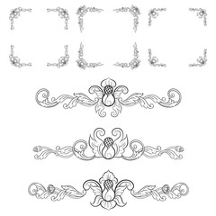 Classic Vitage Wedding Vector Ornaments frames Separator elements for Classic Vintage Wedding Invitation Hand Drawn Doodle