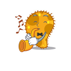 Talented musician of pseudomonas cartoon design playing a trumpet
