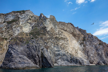 View of the rocky coast in Ponza island (Latina, Italy).