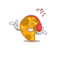 Pseudomonas Cartoon in design concept listening music