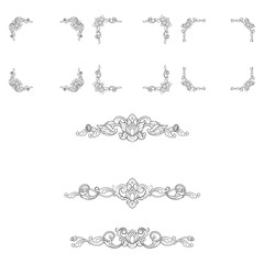 Classic Vitage Wedding Vector Ornaments frames Separator elements for Classic Vintage Wedding Invitation Hand Drawn Doodle