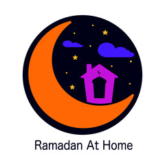 Ramadan 2020 icon, staying at home during coronavirus outbreak.