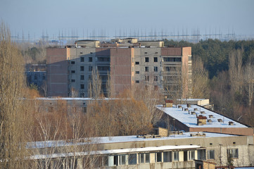 Fototapeta na wymiar Ghost town Pripyat in Chernobyl zone