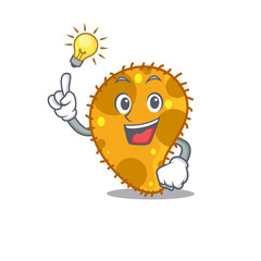 Mascot character design of pseudomonas with has an idea smart gesture