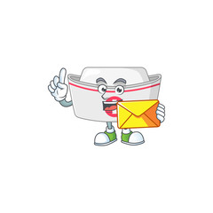 Cute face nurse hat mascot design bring brown envelope