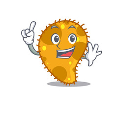 Pseudomonas mascot character design with one finger gesture