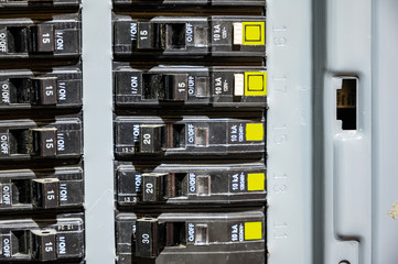 Tripped breaker in residential house electric box