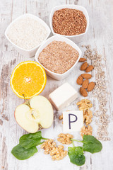 Nutritious products containing vitamin P and dietary fiber. Healthy nutrition concept