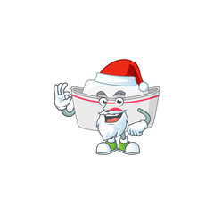 Friendly nurse hat Santa cartoon character design with ok finger