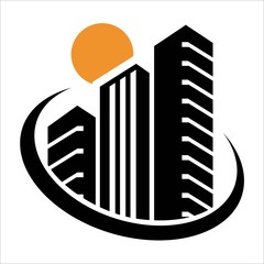 Building - vector logo. Real estate sign. Cityscape graphic concept illustration. Design element.
