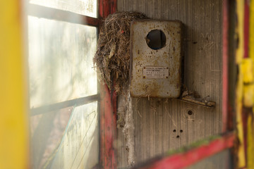 Old phone station in abandoned ghost town Pripyat in Chernobyl zone