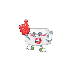 Cartoon character concept of nurse hat holding red foam finger