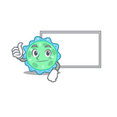 Humorous pseudomonas aeruginosa cartoon design Thumbs up bring a white board
